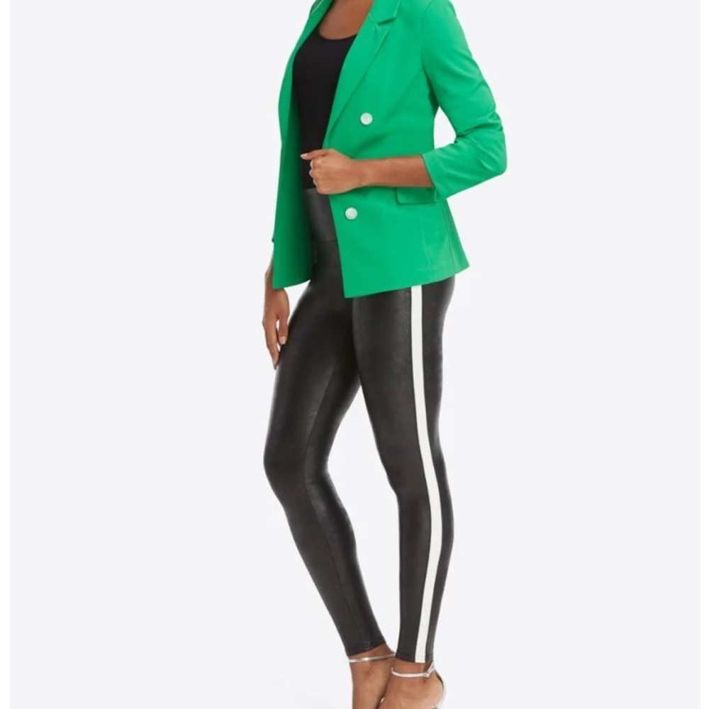 Spanx Faux Leather Stripe Leggings Size S